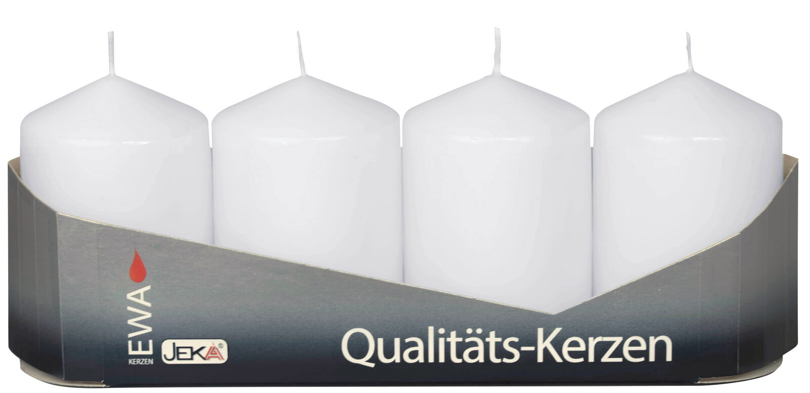EWA Pillar candles, white, 4 pieces, Ø 40 mm x 60 mm high