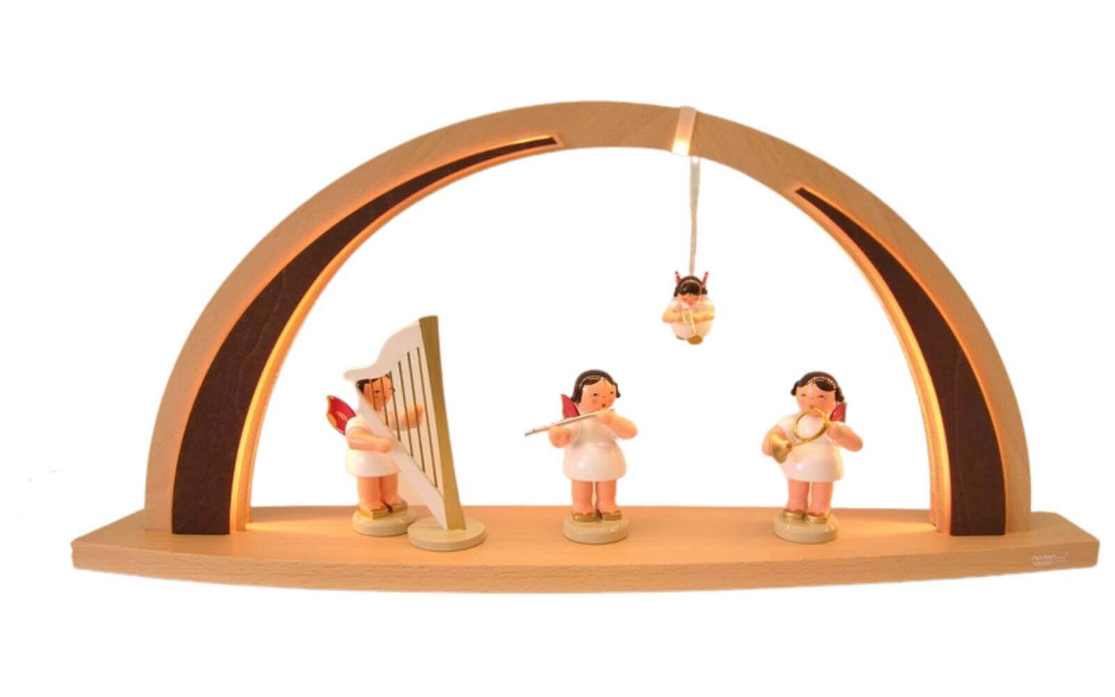 LED candle arch Christmas angel with red wings by Figurenland Uhlig
