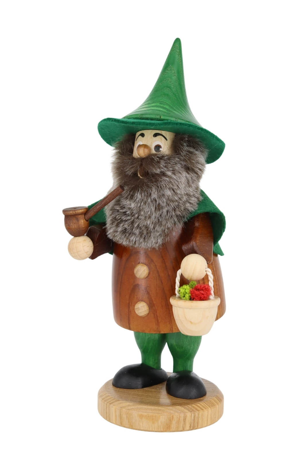 German Incense Smoker Herb Gatherer Gnome, 20 cm / 7.9 Inch by DWU Drechselwerkstatt Uhlig, Made in Germany – authentic Erzgebirge Christmas folk art_2