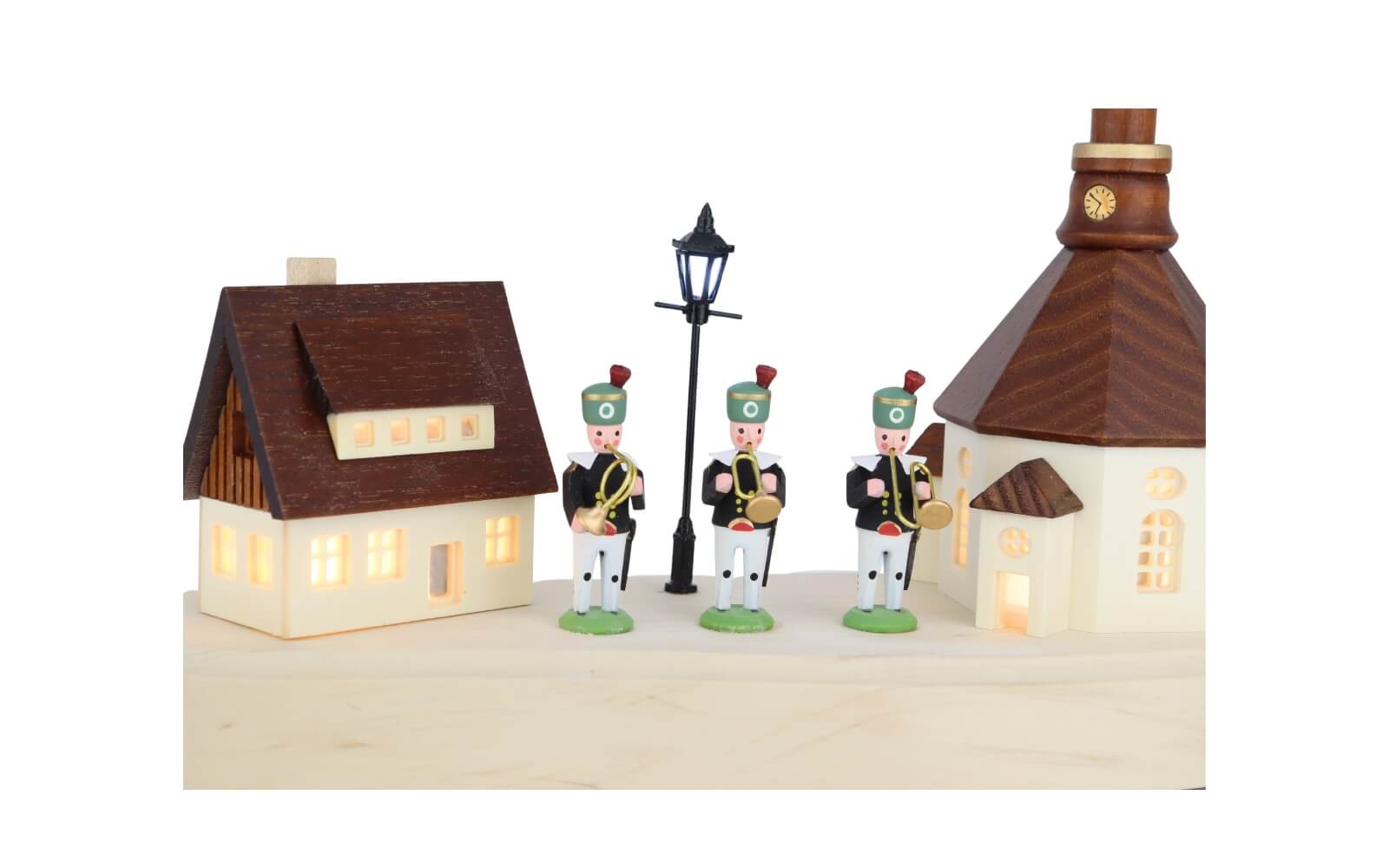 Baseboard Seiffen Village with Miners’ Band and Illuminated Street Lantern by SEIFFEN.COM_3