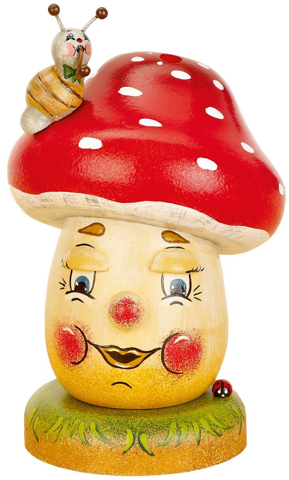 Smoking man lucky mushroom, 12 cm, colored by Hubrig Volkskunst