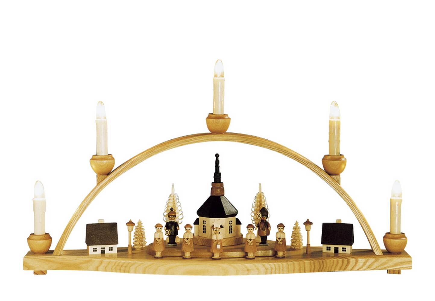 LED Candle arch Seiffen church with lantern children, 52 cm by Knuth Neuber_Picture1