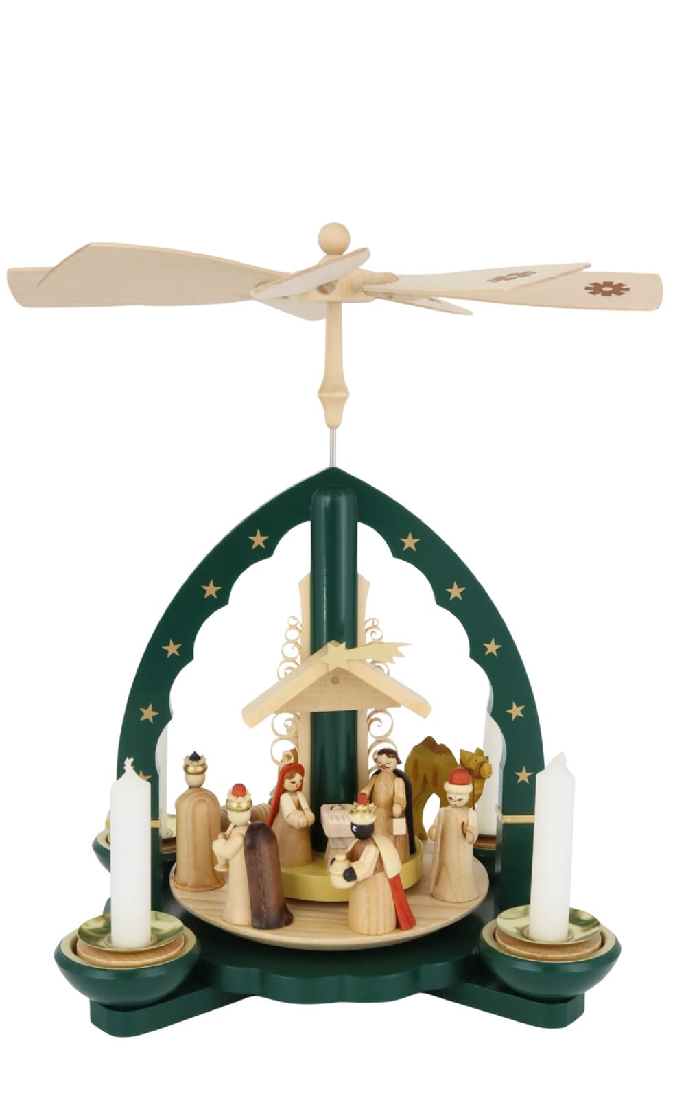 Christmas pyramid depicting the birth of Christ for tea lights and candles, green, 28 cm by Richard Glässer_5