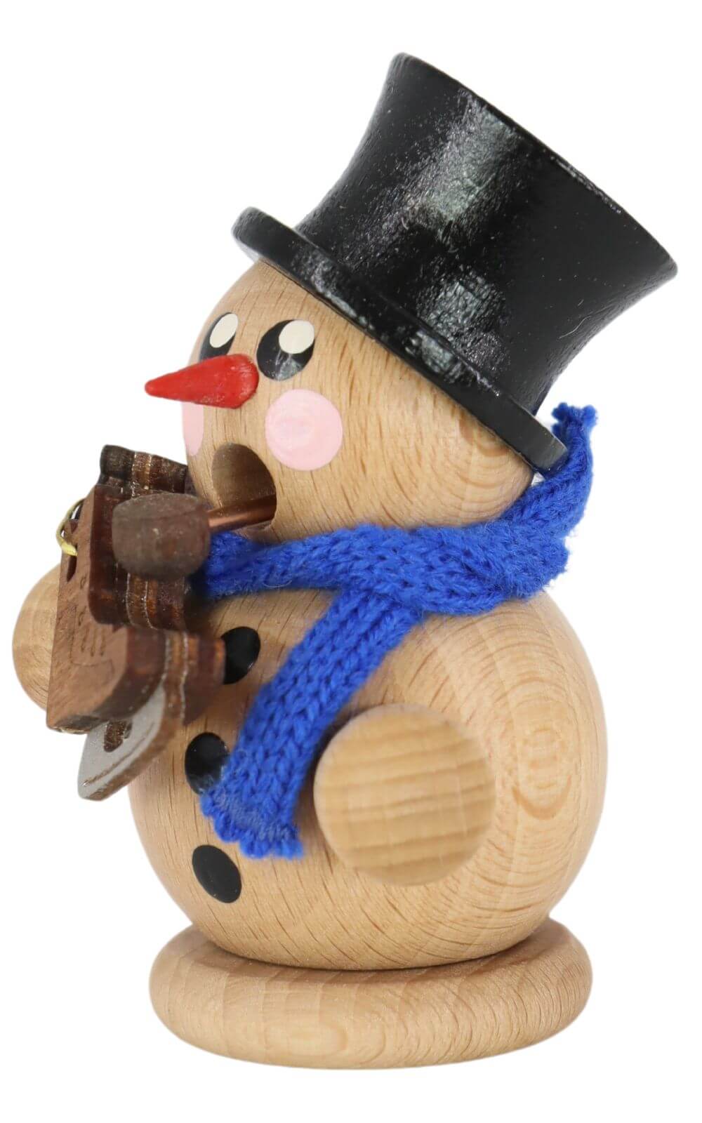 Smoking man snowman with ice skate, 8 cm, natural by Gerd Hofmann_3