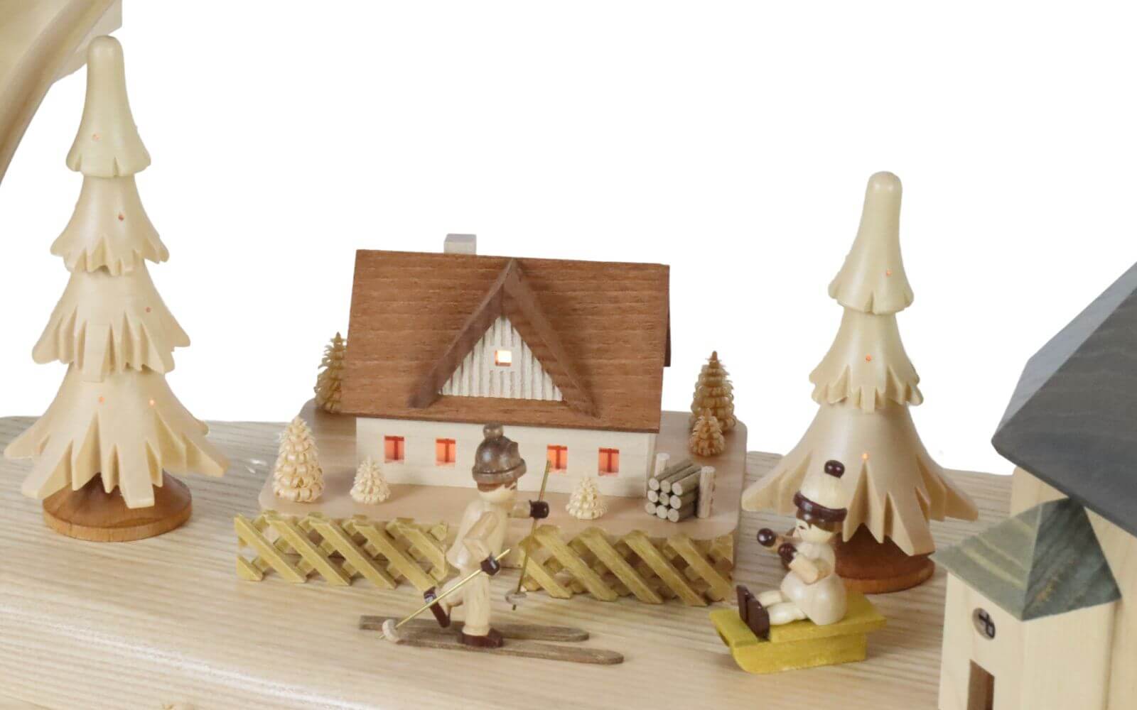 Candle arch Seiffen church with carol and musical mechanism, 80 cm by Richard Glässer_2
