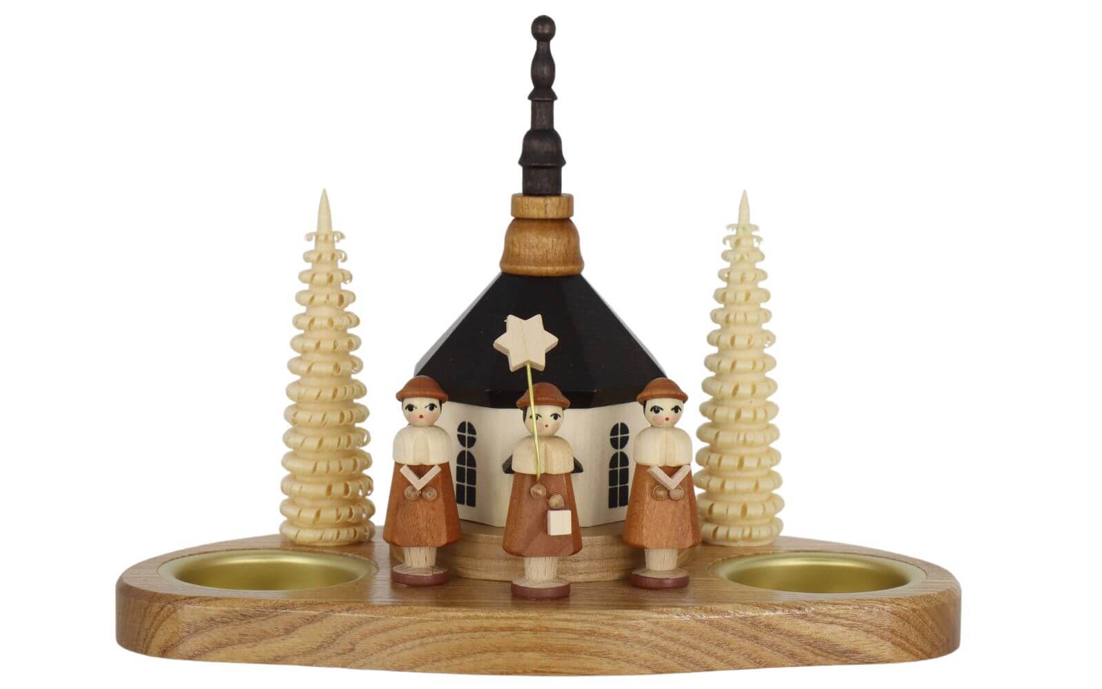 Christmas candle holder church and currende, natural by Knuth Neuber