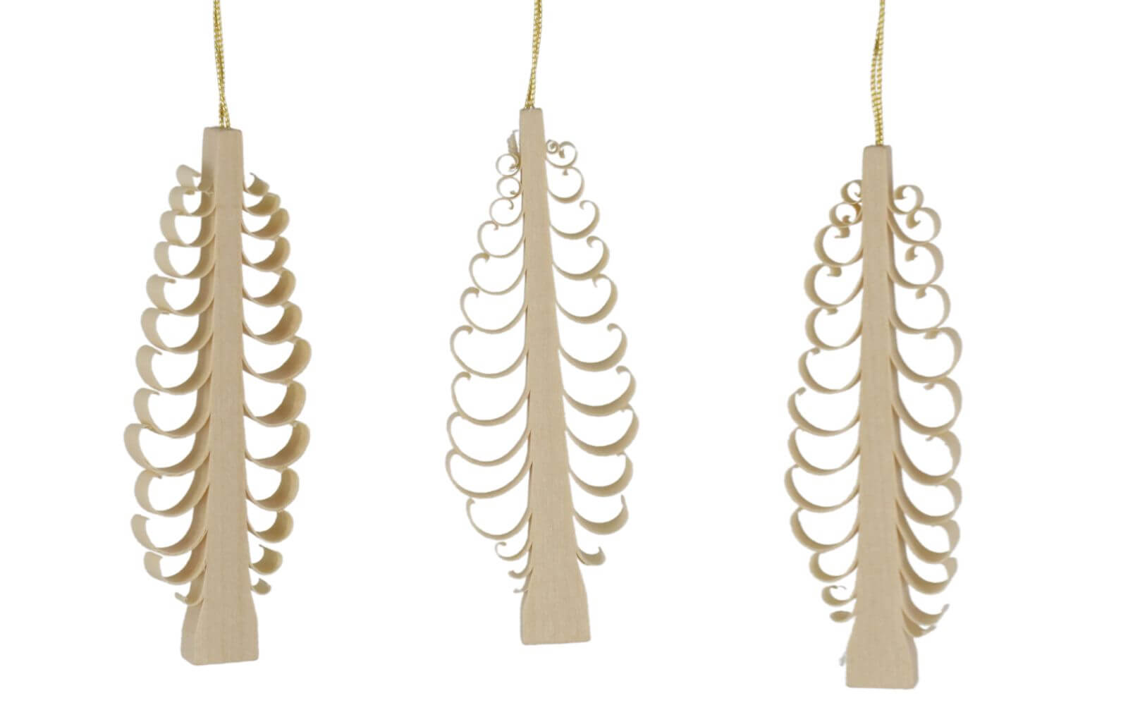 Hanging Christmas tree decorations, 3 pieces, natur by Martina Rudolph
