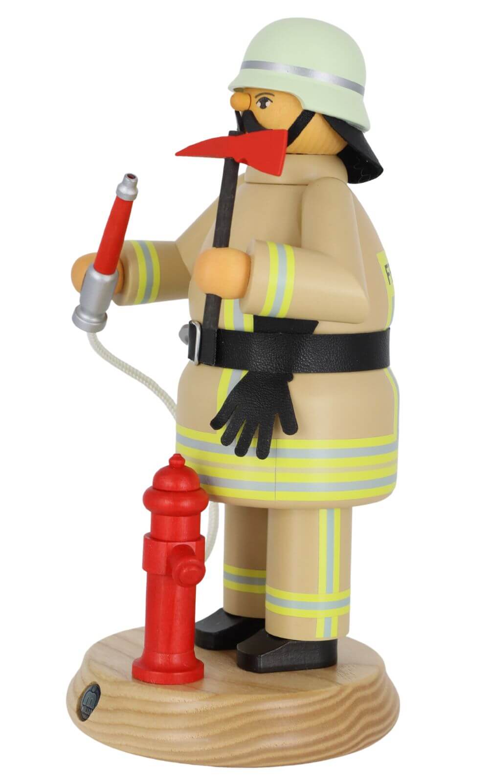 Smoking man fireman in safari beige, 24 cm, by Müller Kleinkunst_3