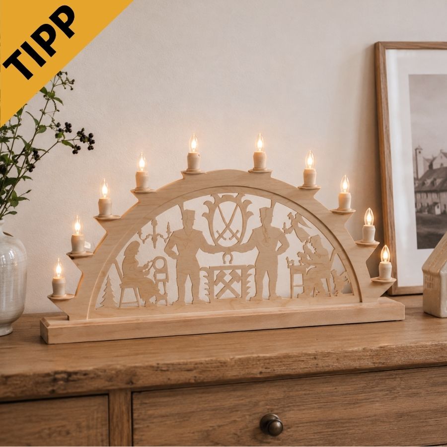 LED Schwibbogen Schwarzenberger mit 10 Kerzen von SEIFFEN.COM