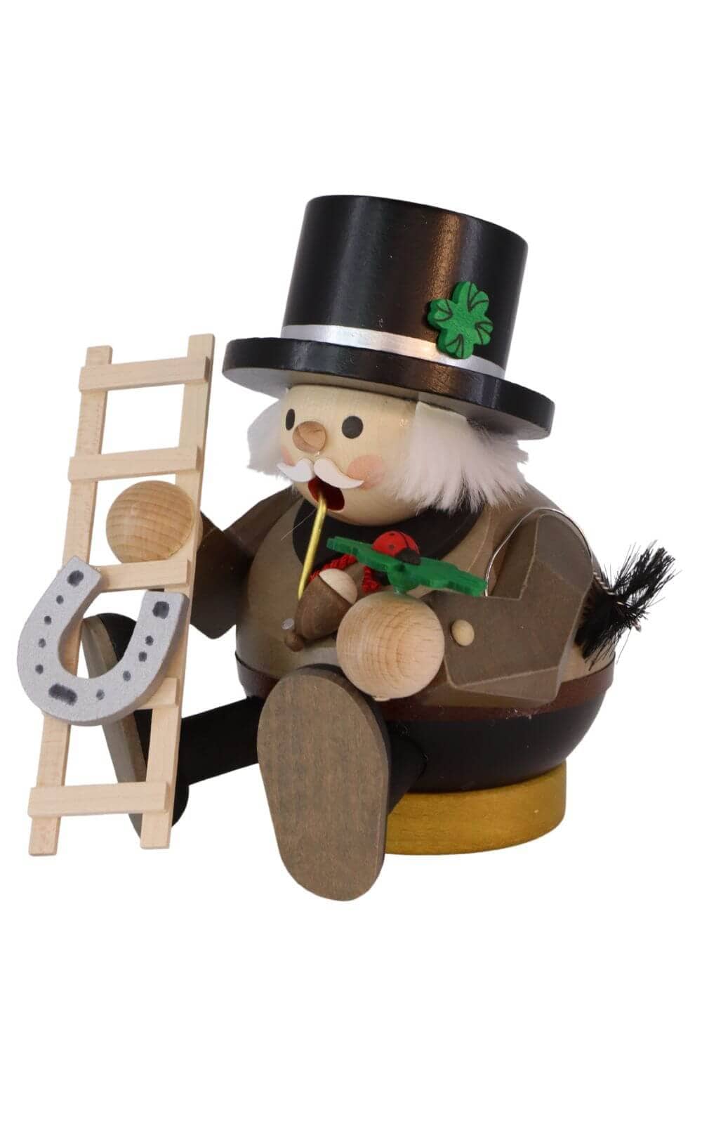 Ball smoking man chimney sweep sitting, 14 cm by Richard Glässer_1