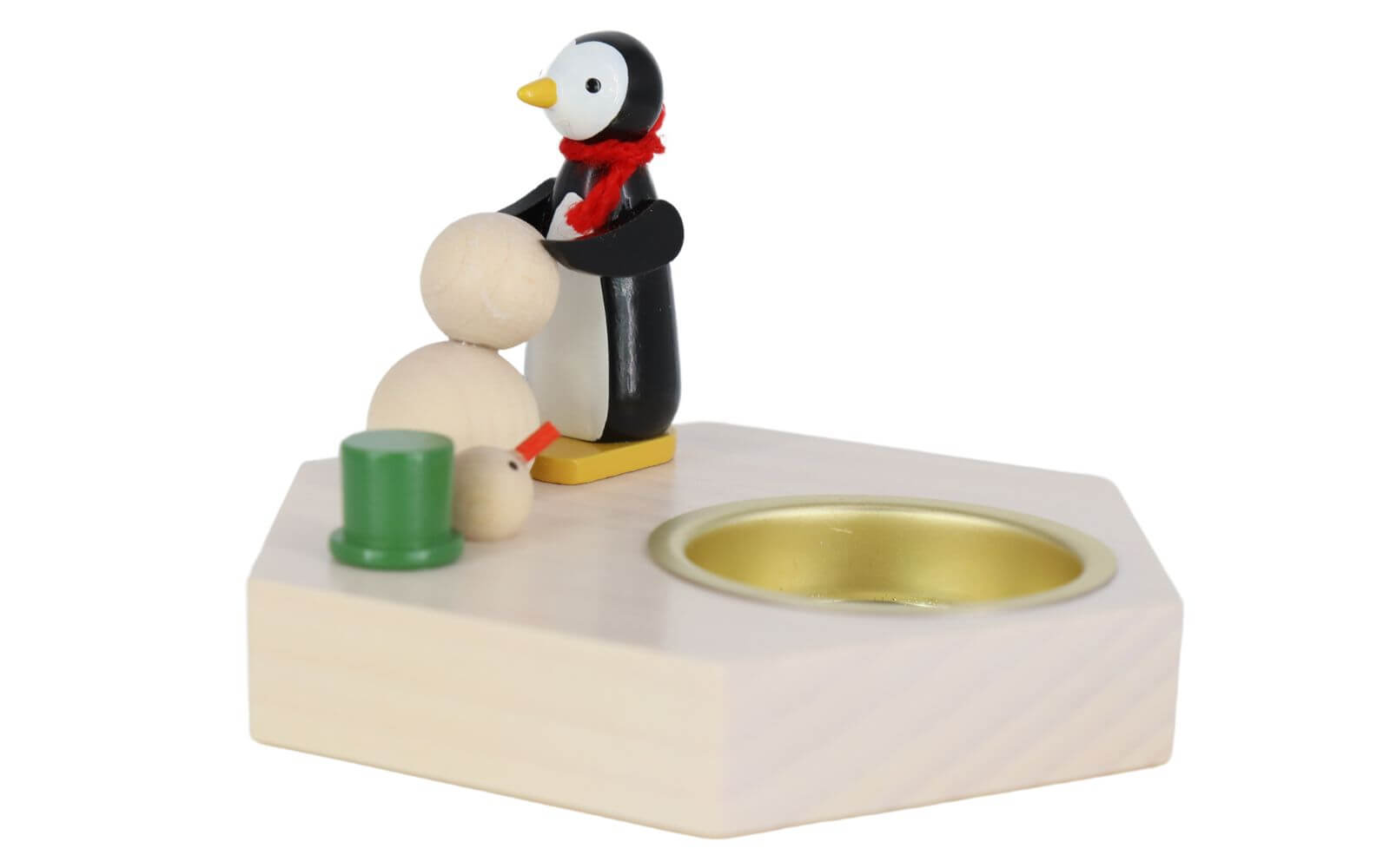 Candle holder for tea lights Penguin with snowman, 6 cm by Ralf Zenker_1