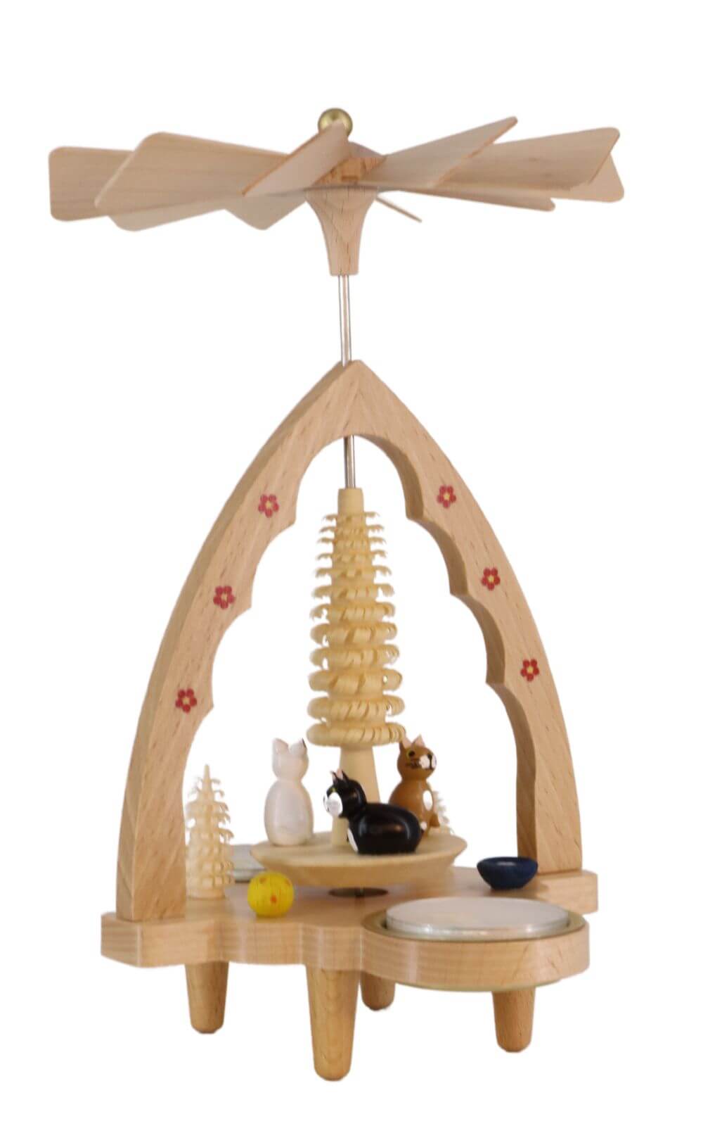 Christmas pyramid for tea lights with cats, 20 cm by Richard Glässer_2