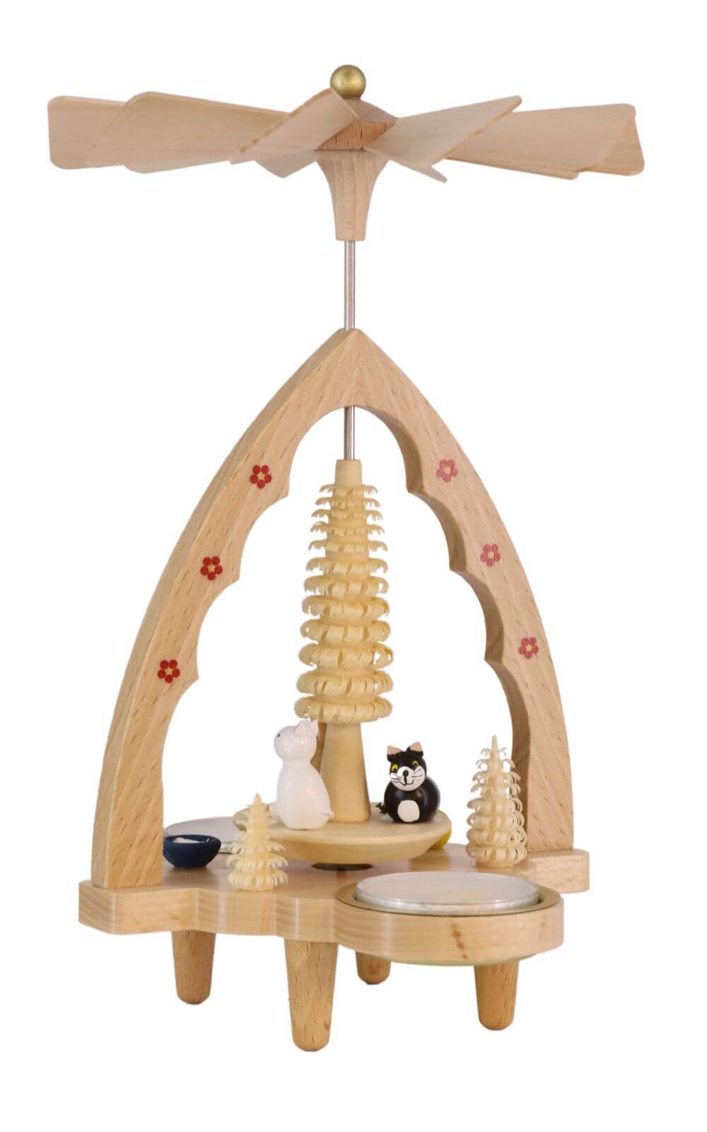 Christmas pyramid for tea lights with cats, 20 cm by Richard Glässer_1