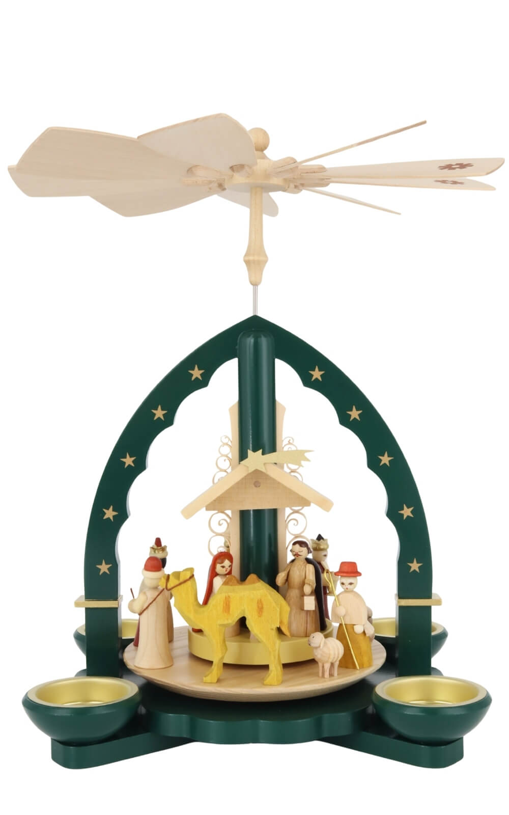 Christmas pyramid depicting the birth of Christ for tea lights and candles, green, 28 cm by Richard Glässer_7