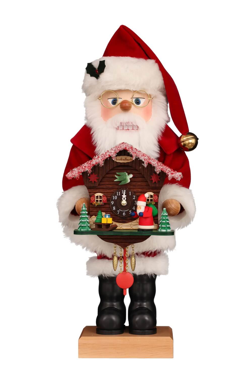 Premium Nutcracker Santa with Cuckoo Clock, 48 cm 18.9 inches by Christian Ulbricht, Made in Germany