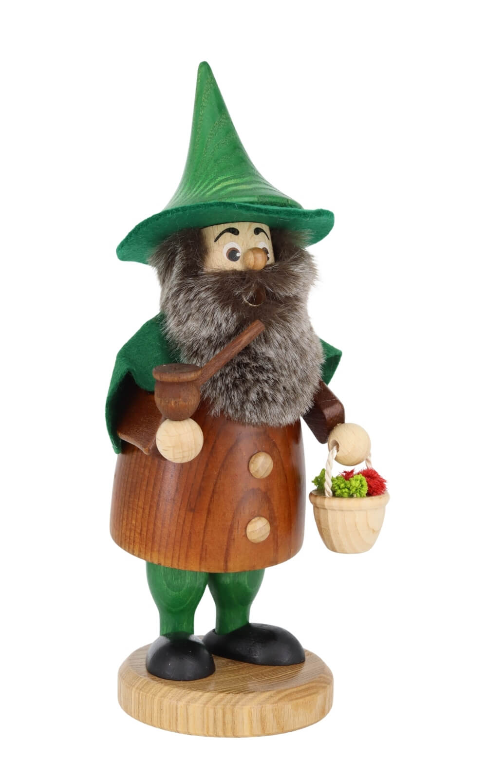 German Incense Smoker Herb Gatherer Gnome, 20 cm / 7.9 Inch by DWU Drechselwerkstatt Uhlig, Made in Germany – authentic Erzgebirge Christmas folk art_1