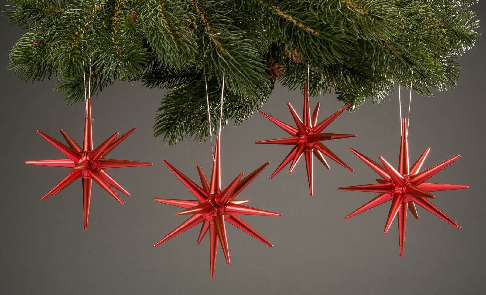 Wooden Christmas tree decorations, Poinsettias red-metallic, 4-piece by Albin Preißler_pic2