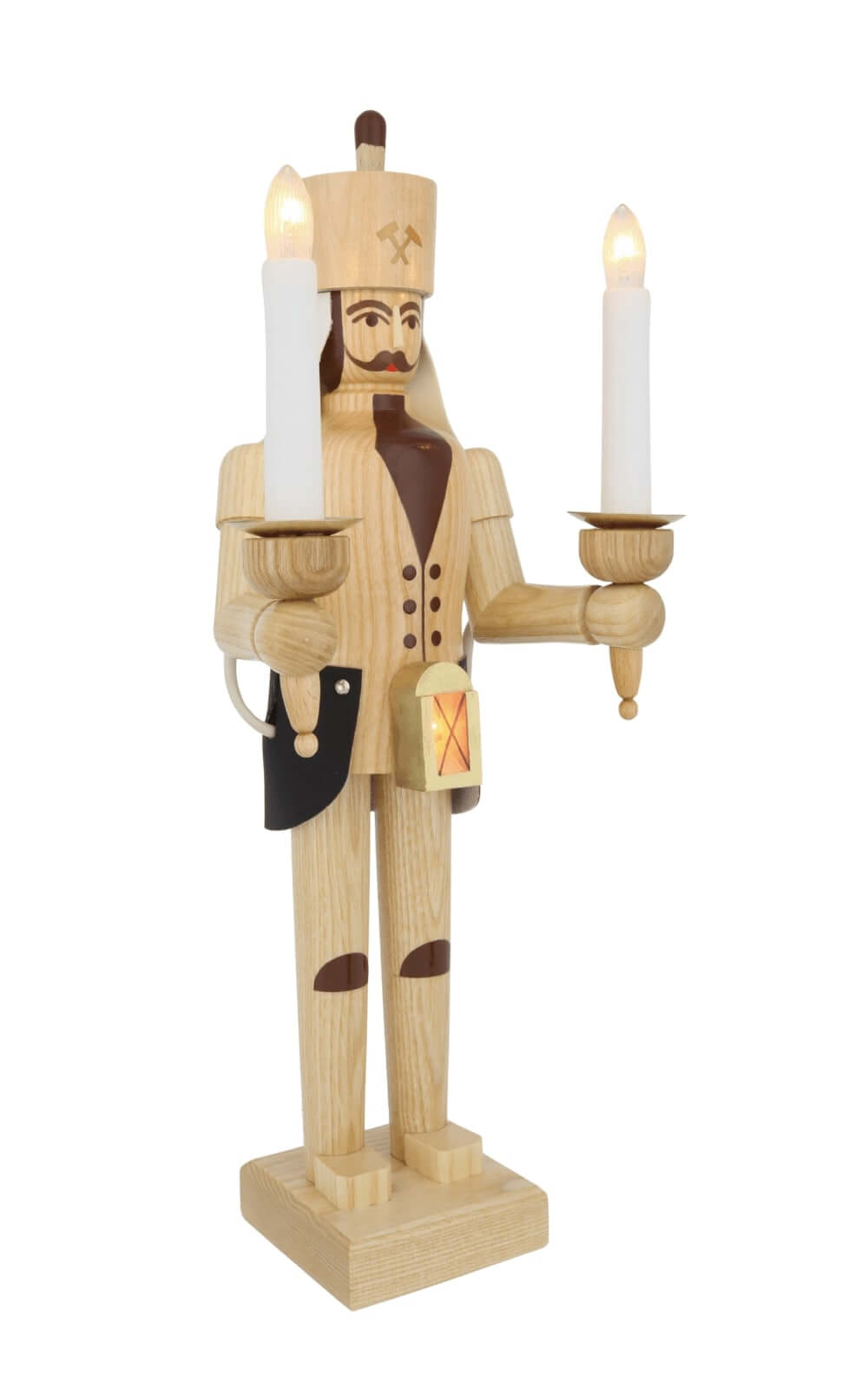 Wooden miner, 38 cm / 15 inch, natural, electrically illuminated by SEIFFEN.COM_1