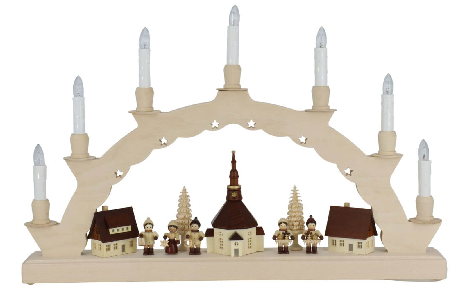Candle arch Seiffen village with Thiel children and 3-fold lighting of SEIFFEN.COM_2