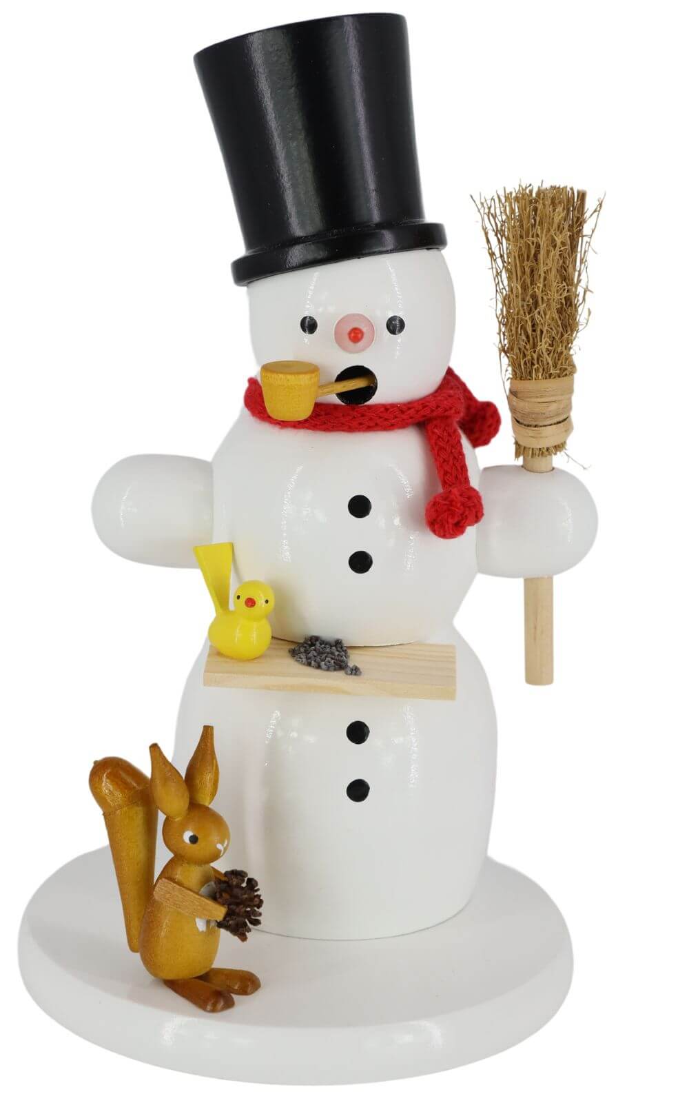 Smoking man snowman with squirrel, 18 cm by Ralf Zenker_1