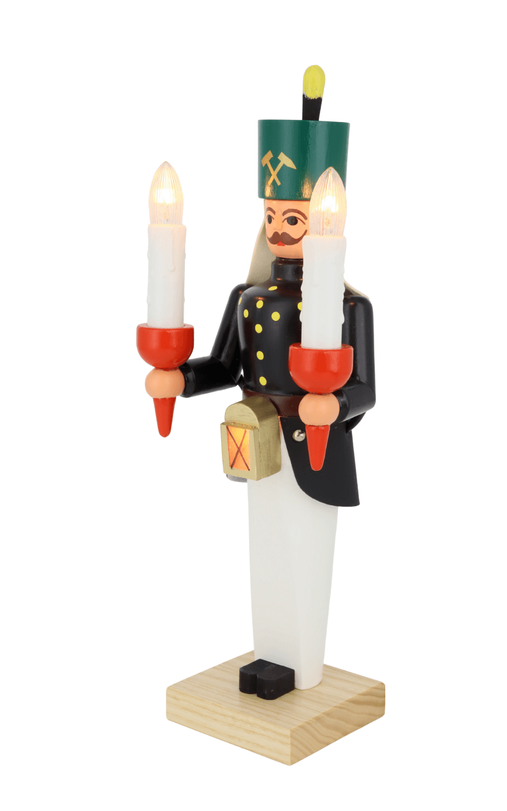 Wooden miner, 26 cm, colorful, electrically illuminated by SEIFFEN.COM