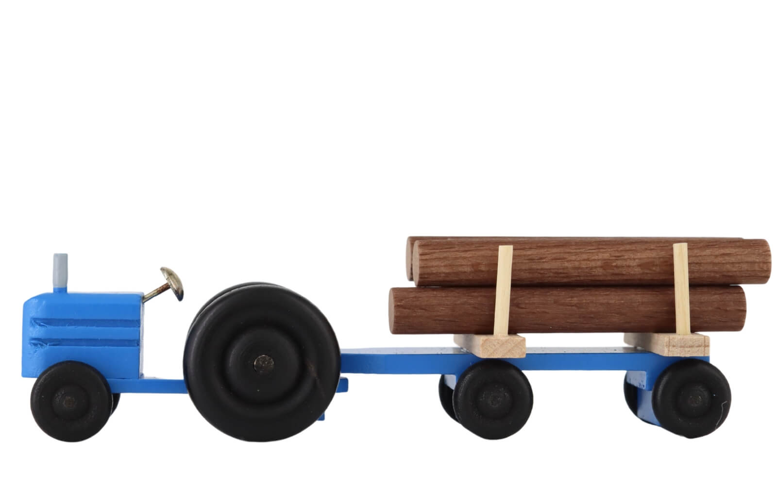 Wooden toy tractor with trailer round wood, coloured by Robbi Weber_2