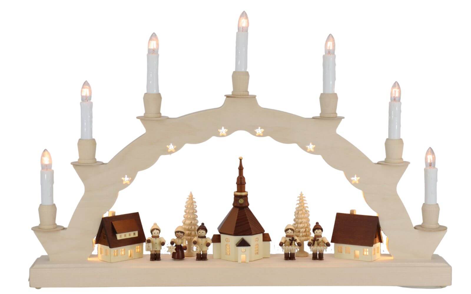 Candle arch Seiffen village with Thiel children and 3-fold lighting of SEIFFEN.COM_1