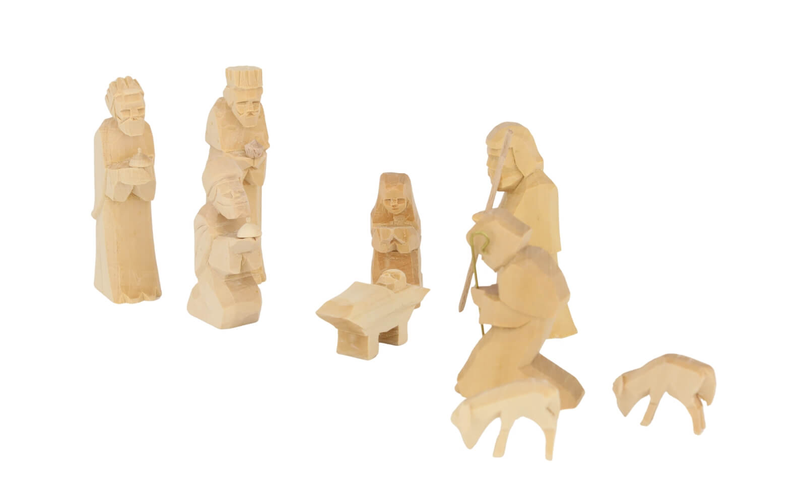 Holy Family, 9-piece set, carved, natural finish by SEIFFEN.COM_2