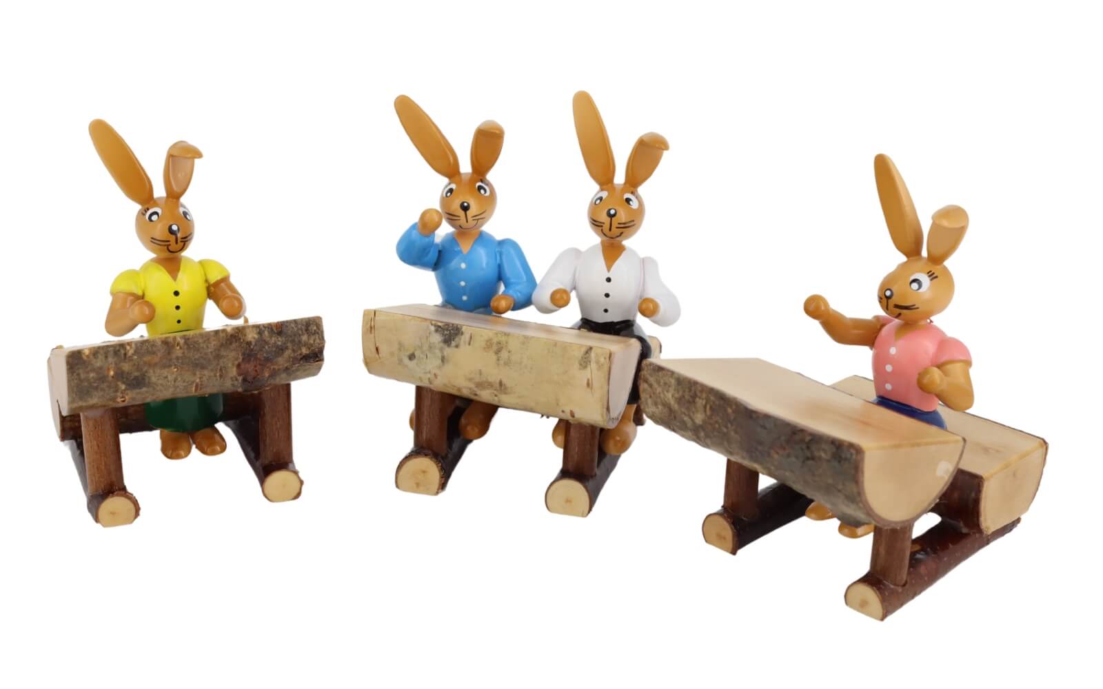 Rabbit school, 5 children and 1 teacher, 12 cm by Holzkunst Gahlenz_1