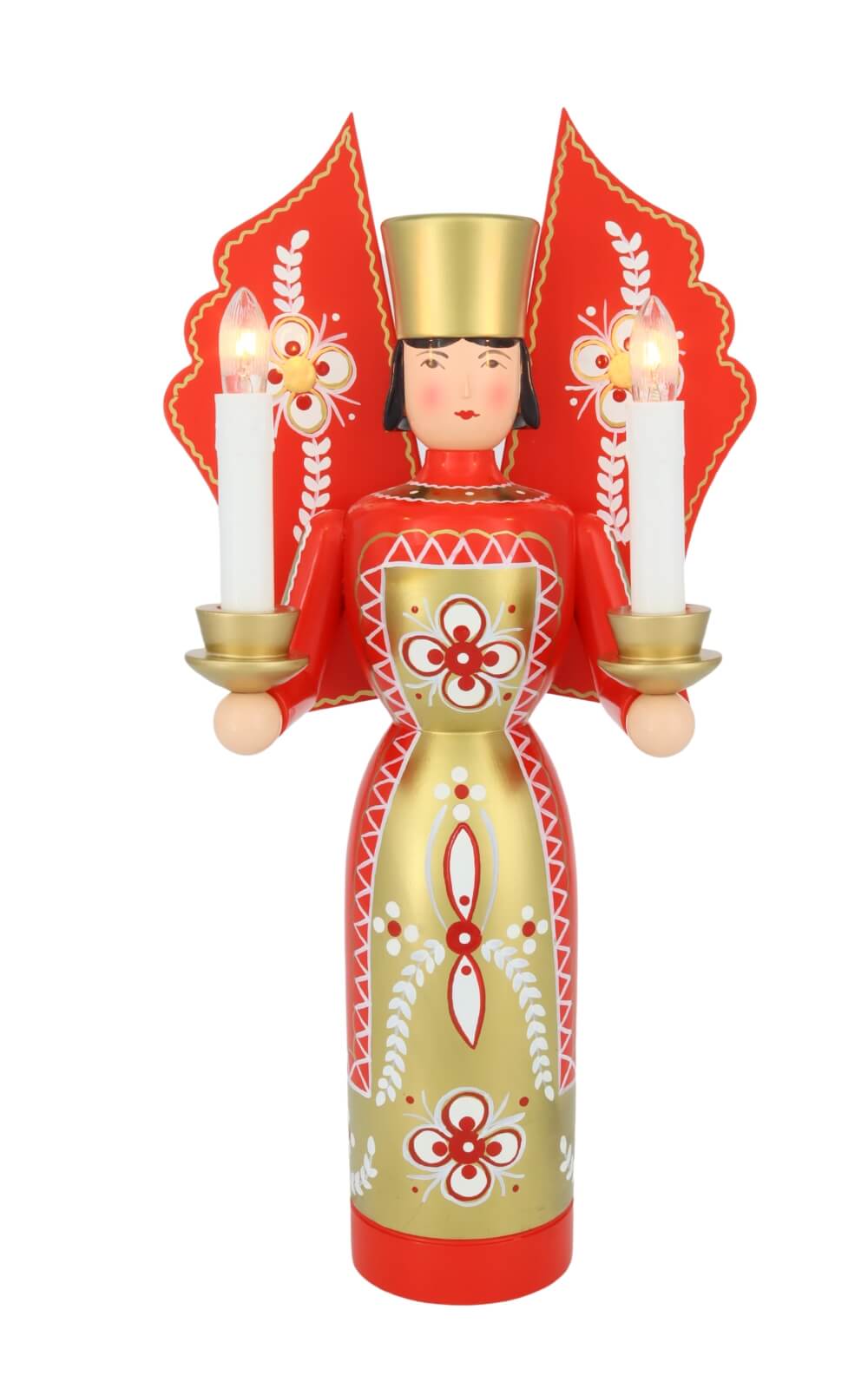 Angel and miner red - gold, 36 cm, electrically illuminated by Holzkunst Gahlenz_7