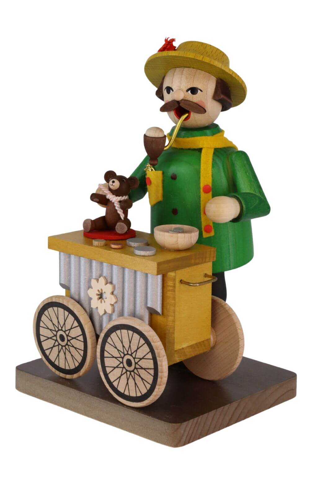 Smoking man hurdy-gurdy man, 17 cm, colored by Richard Glässer_3