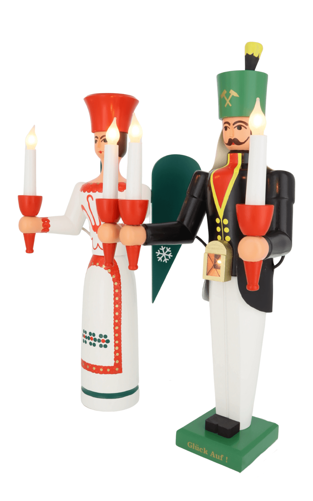 Angel and miner, colored, electrically illuminated, 50 cm by SEIFFEN.COM