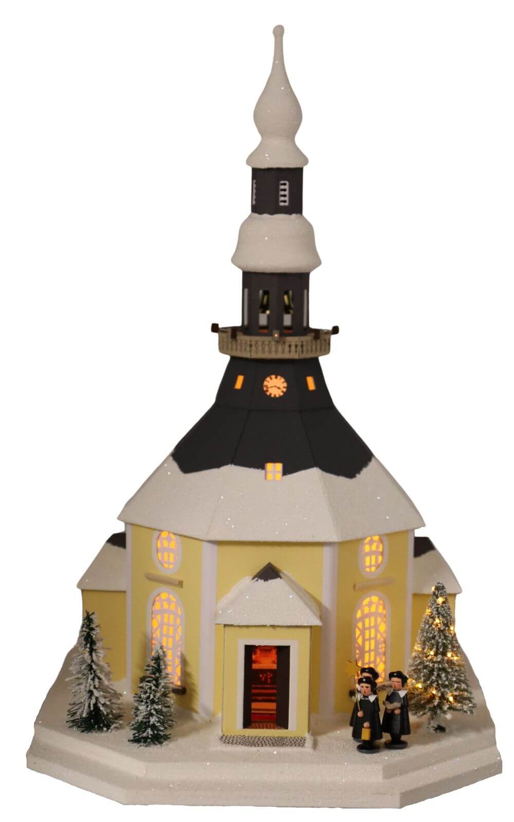 LED house of lights Seiffen church with illuminated Christmas tree, 43 cm by Birgit Uhlig_1