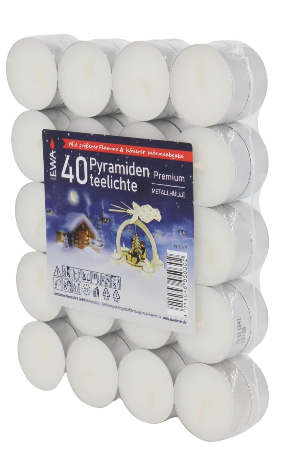 EWA pyramid tea lights in metal sleeve, 40 pieces_pic2