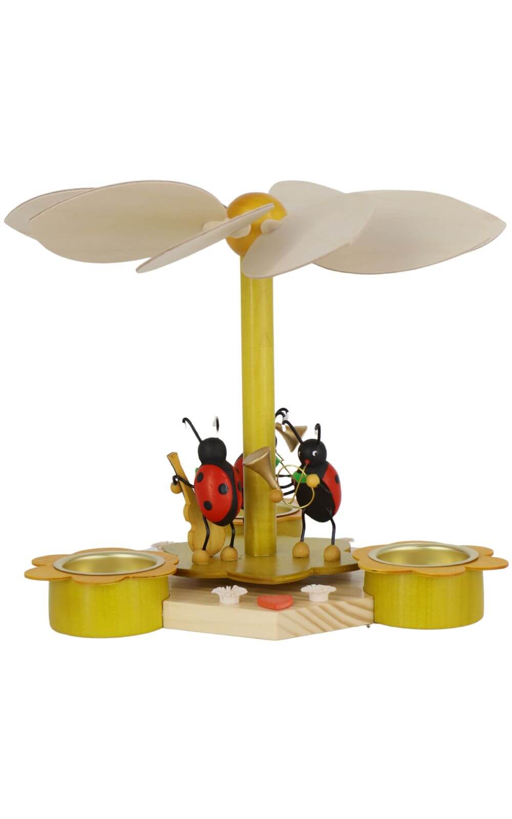 Tea light pyramid with beetle musicians, 19 cm by Ralf Zenker_1