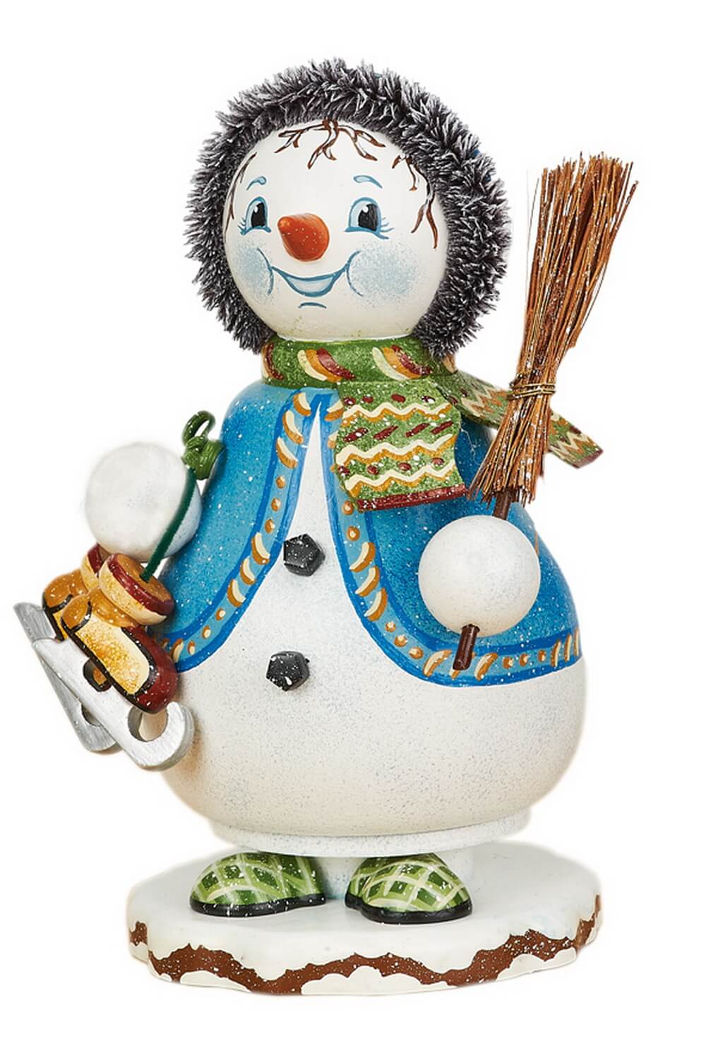 Smoking man gnome - Snowflake's ice skates by Hubrig Volkskunst