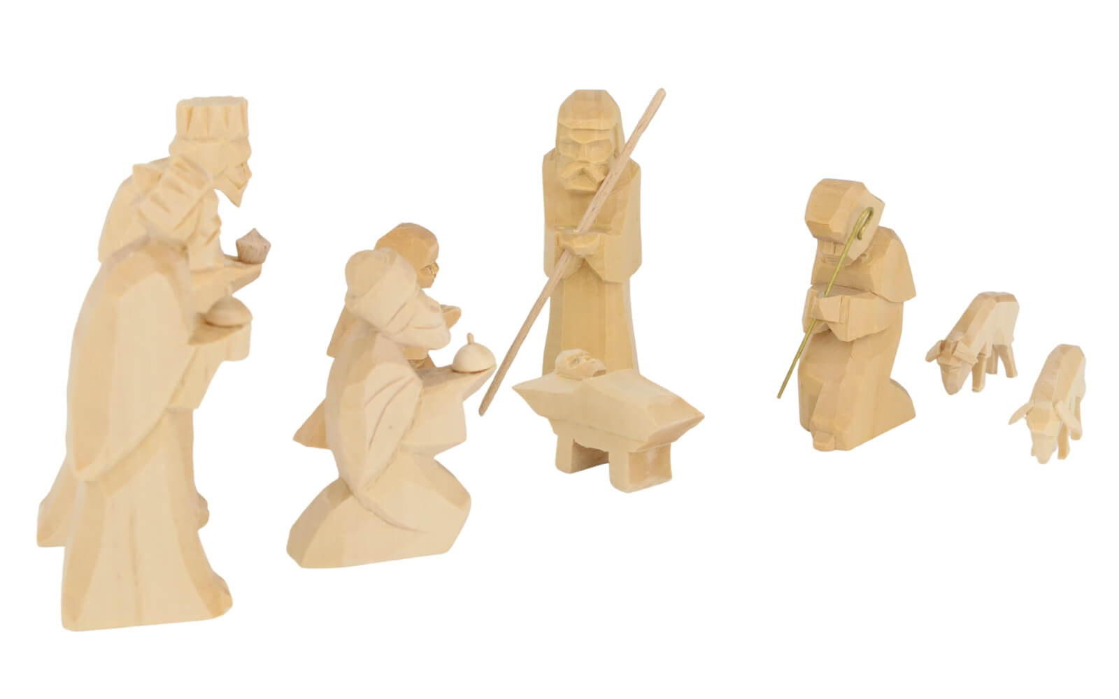 Holy Family, 9-piece set, carved, natural finish by SEIFFEN.COM_3
