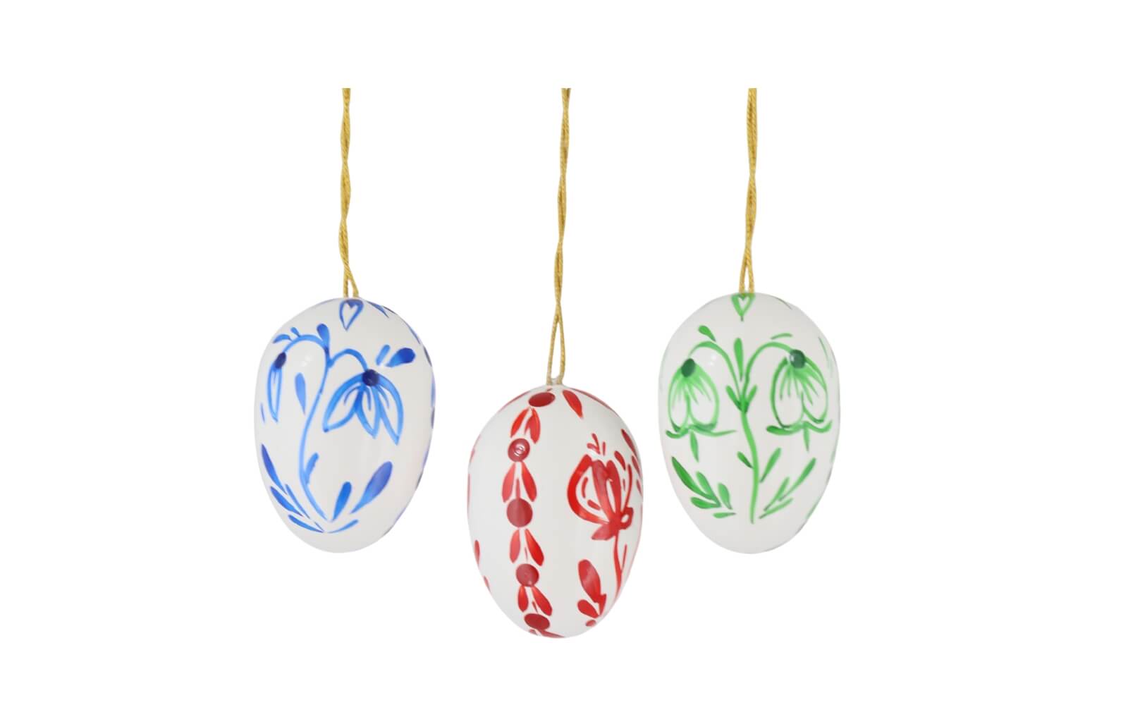 Easter eggs, white with flowers, 3 cm, 6 pieces by Figurenland Uhlig GmbH_1