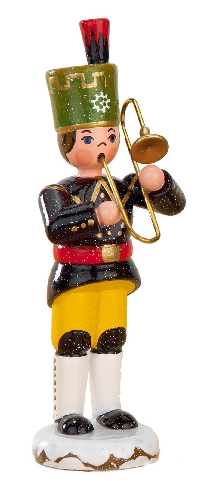 Miniature winter child miner with trombone by Hubrig Volkskunst