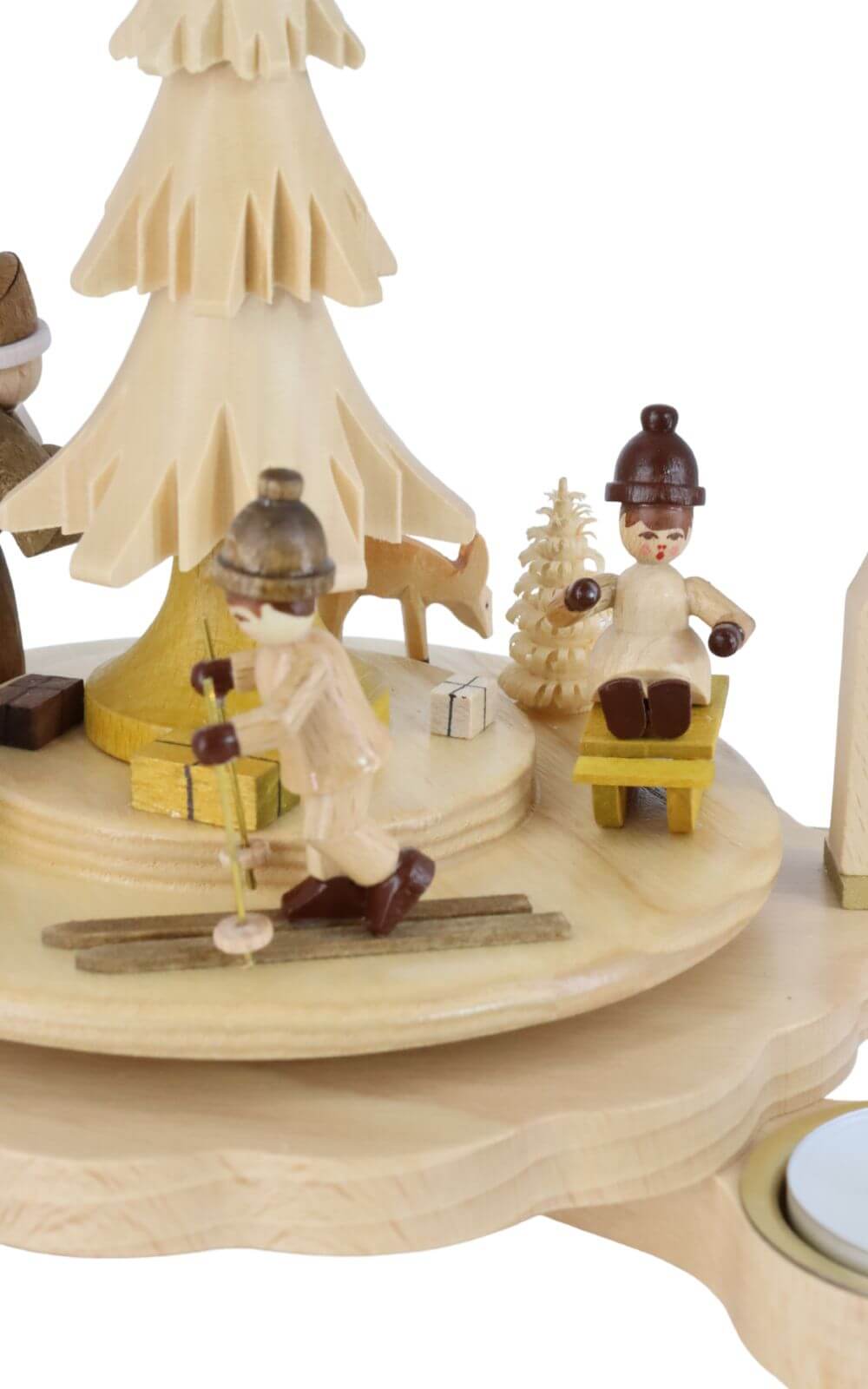 Christmas pyramid for tea lights with presents, 27 cm, natural by Richard Glässer_3