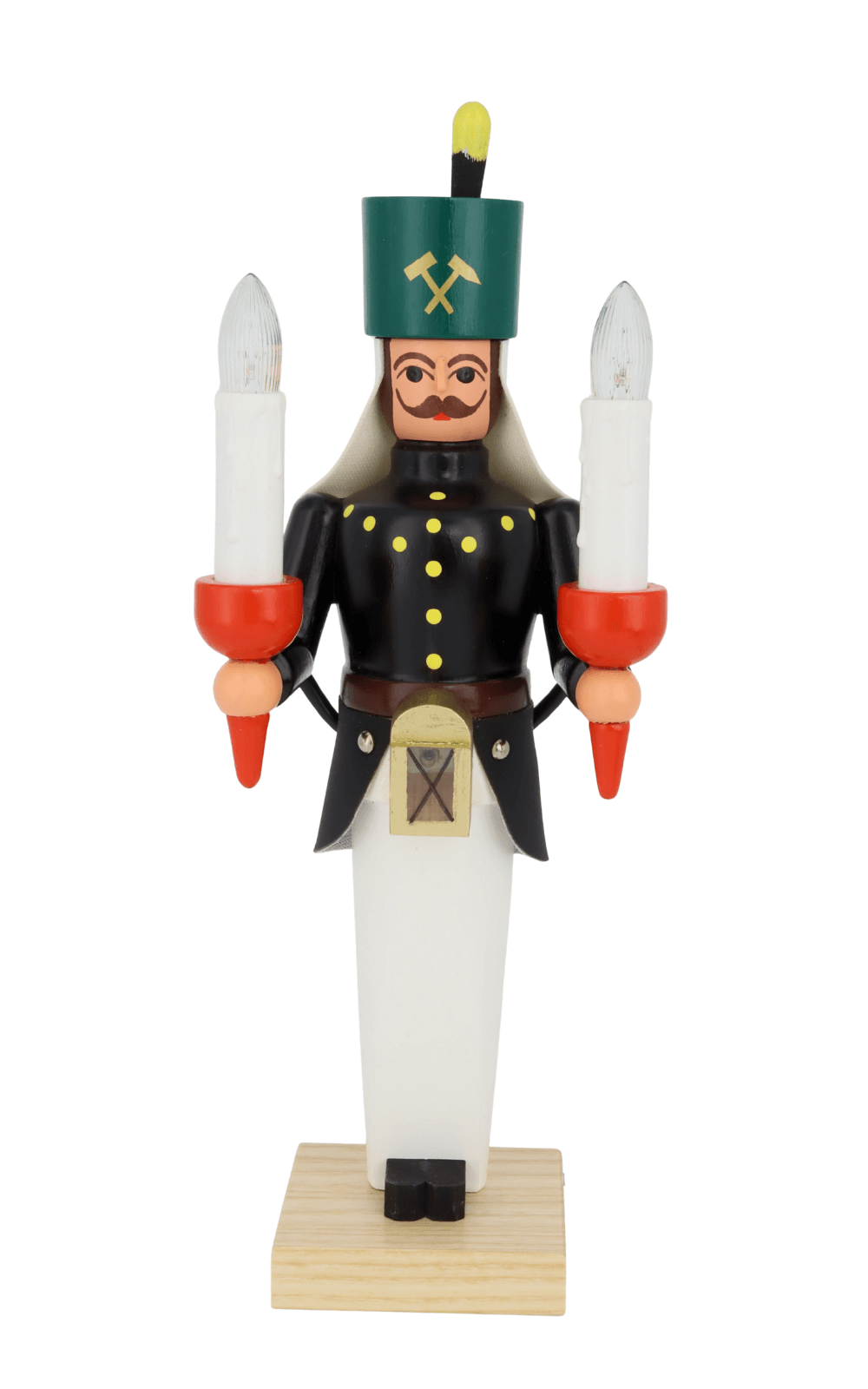 Wooden miner, 26 cm, colorful, electrically illuminated by SEIFFEN.COM
