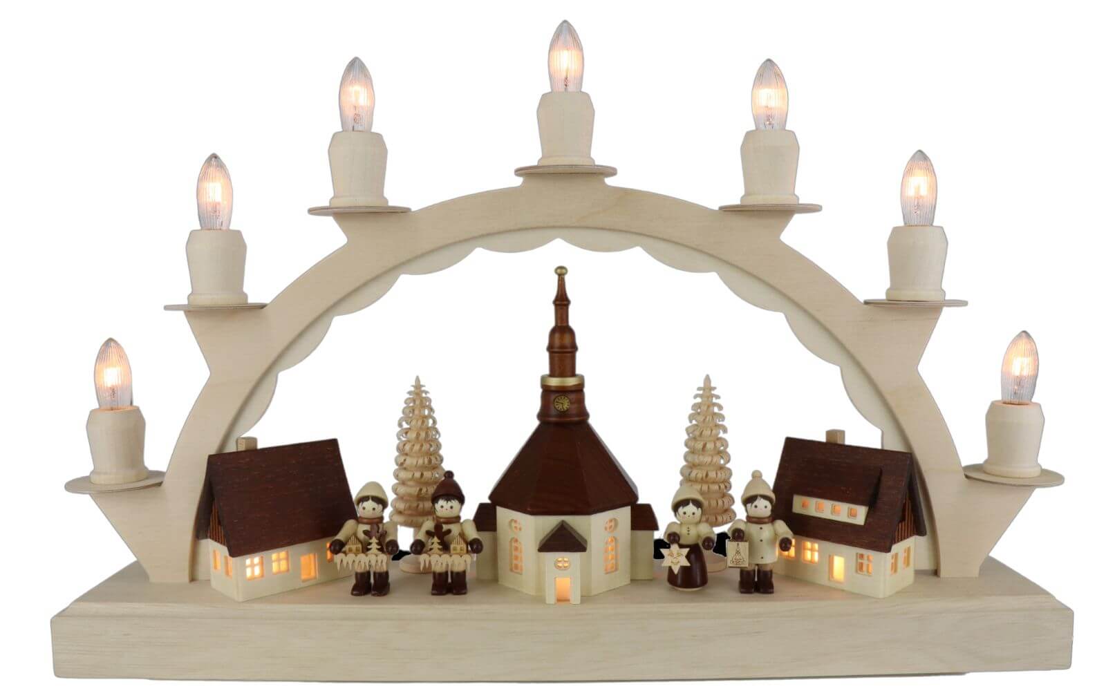 Candle arch Seiffen village with Romy Thiel children from Nestler-Seiffen