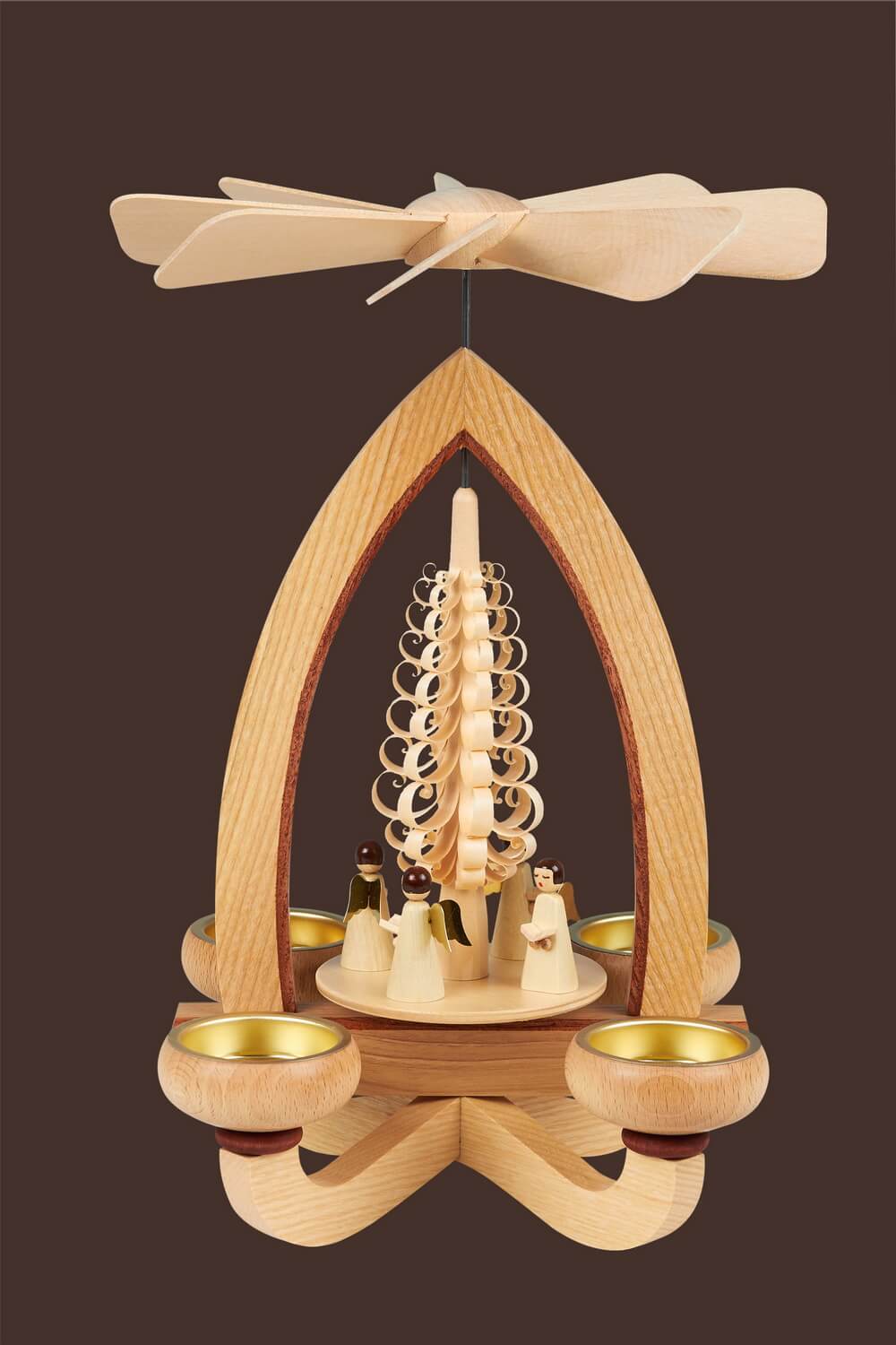 Christmas pyramid with angel for tea lights, 28 cm by Heinz Lorenz_pic2