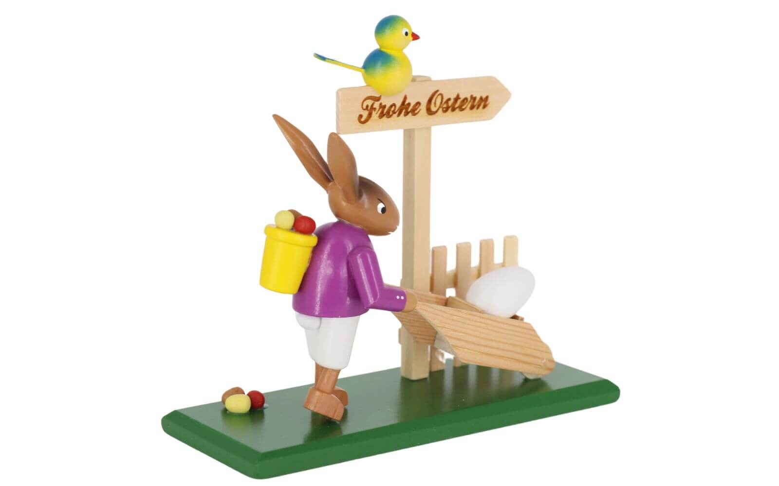 Easter bunny with wheelbarrow, 12 cm, colored by SEIFFEN.COM_3