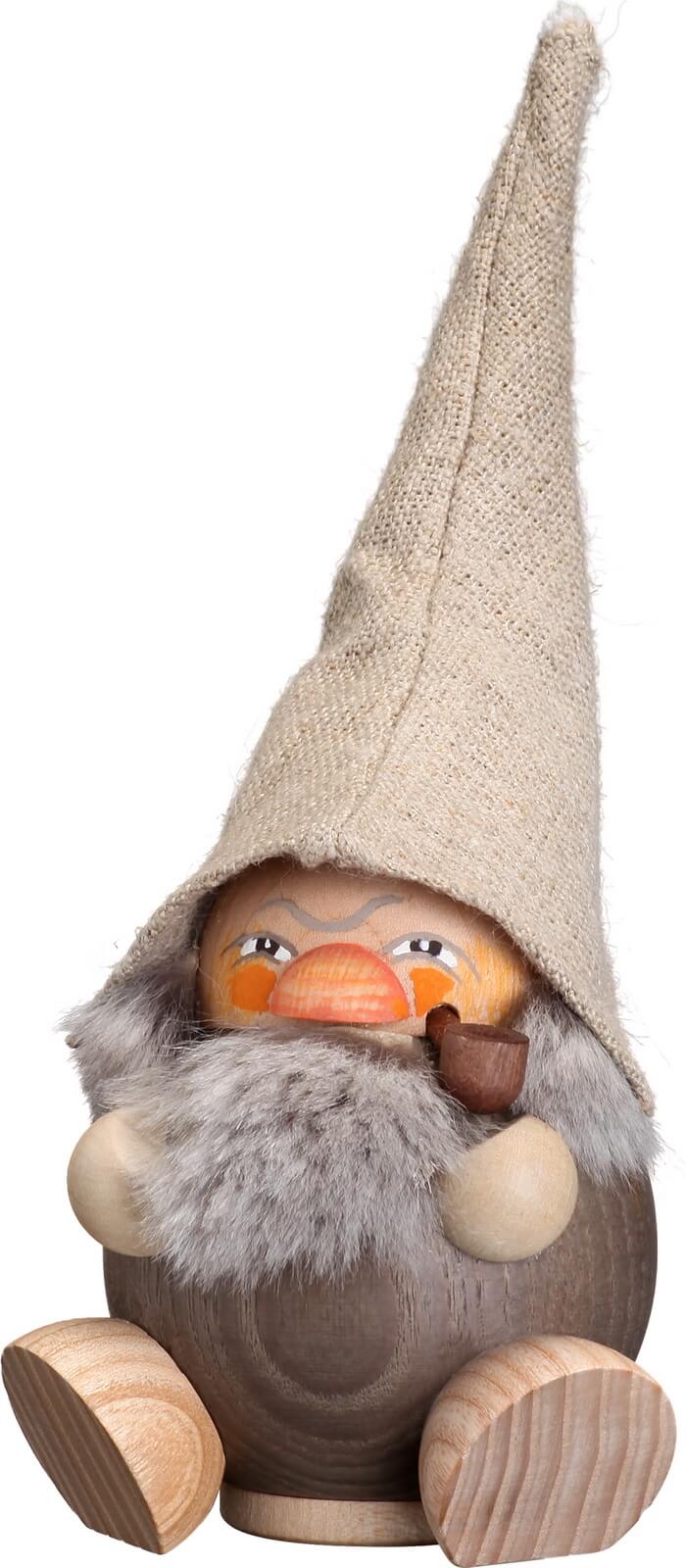 Smoking man forest dwarf, 19 cm in stone gray by Seiffener Volkskunst eG