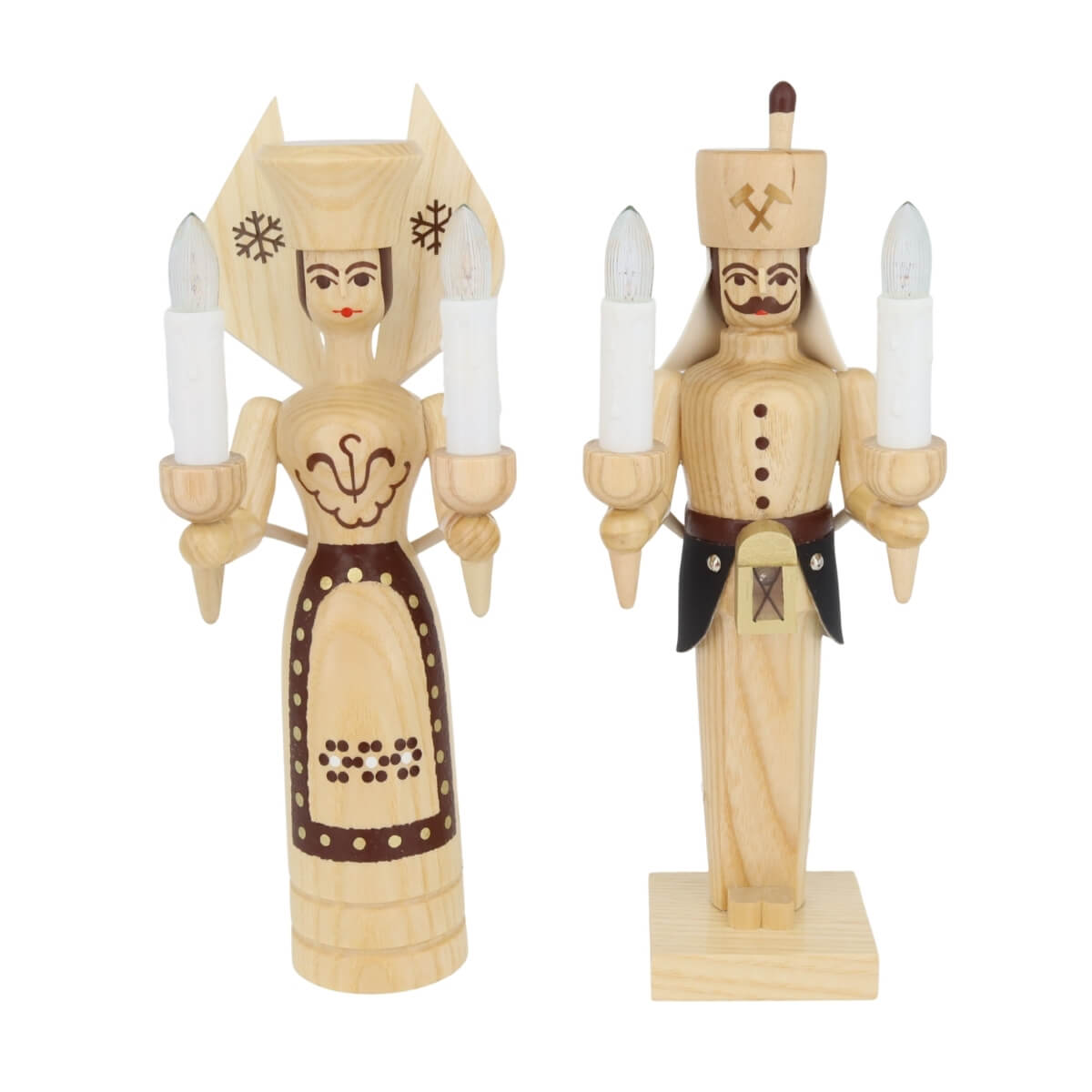 Angel and miner, 26 cm, natural, electrically illuminated by SEIFFEN.COM